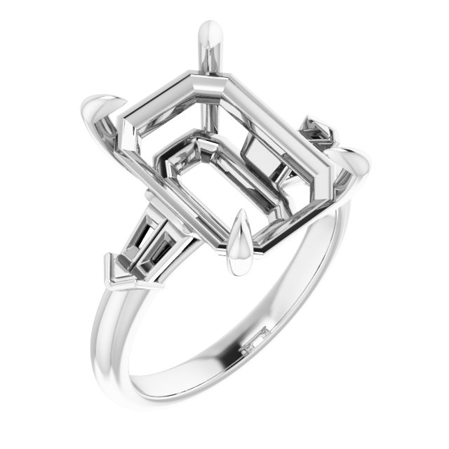 Claw-Prong Three-Stone Engagement Ring