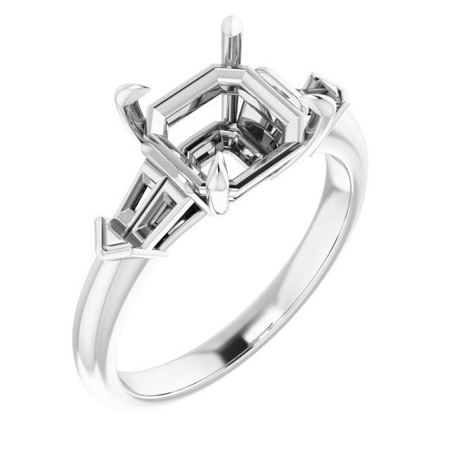 Claw-Prong Three-Stone Engagement Ring