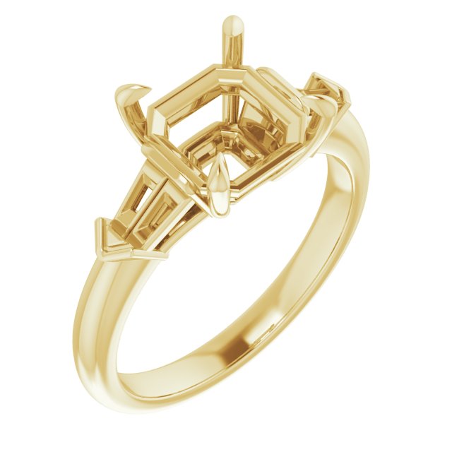 Claw-Prong Three-Stone Engagement Ring