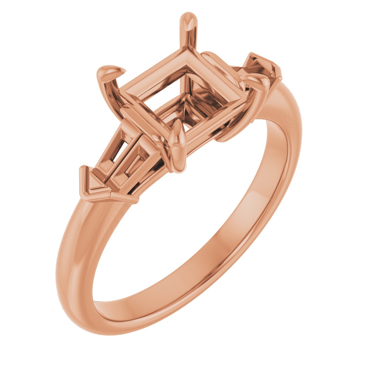 Claw-Prong Three-Stone Engagement Ring