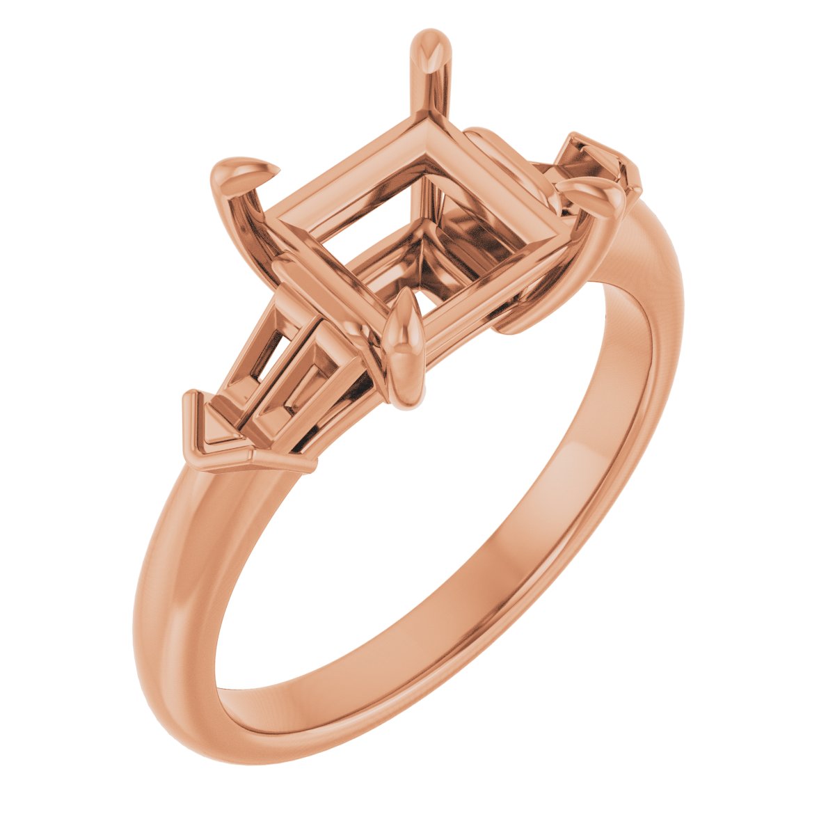 Claw-Prong Three-Stone Engagement Ring