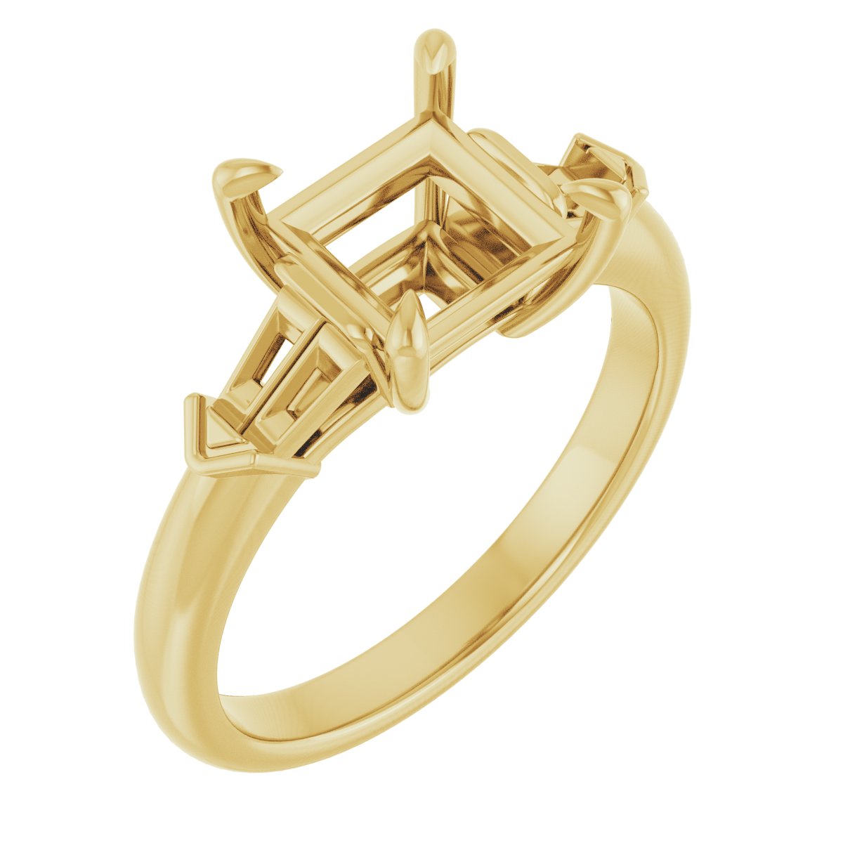 Claw-Prong Three-Stone Engagement Ring