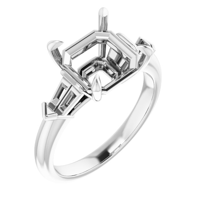 Claw-Prong Three-Stone Engagement Ring