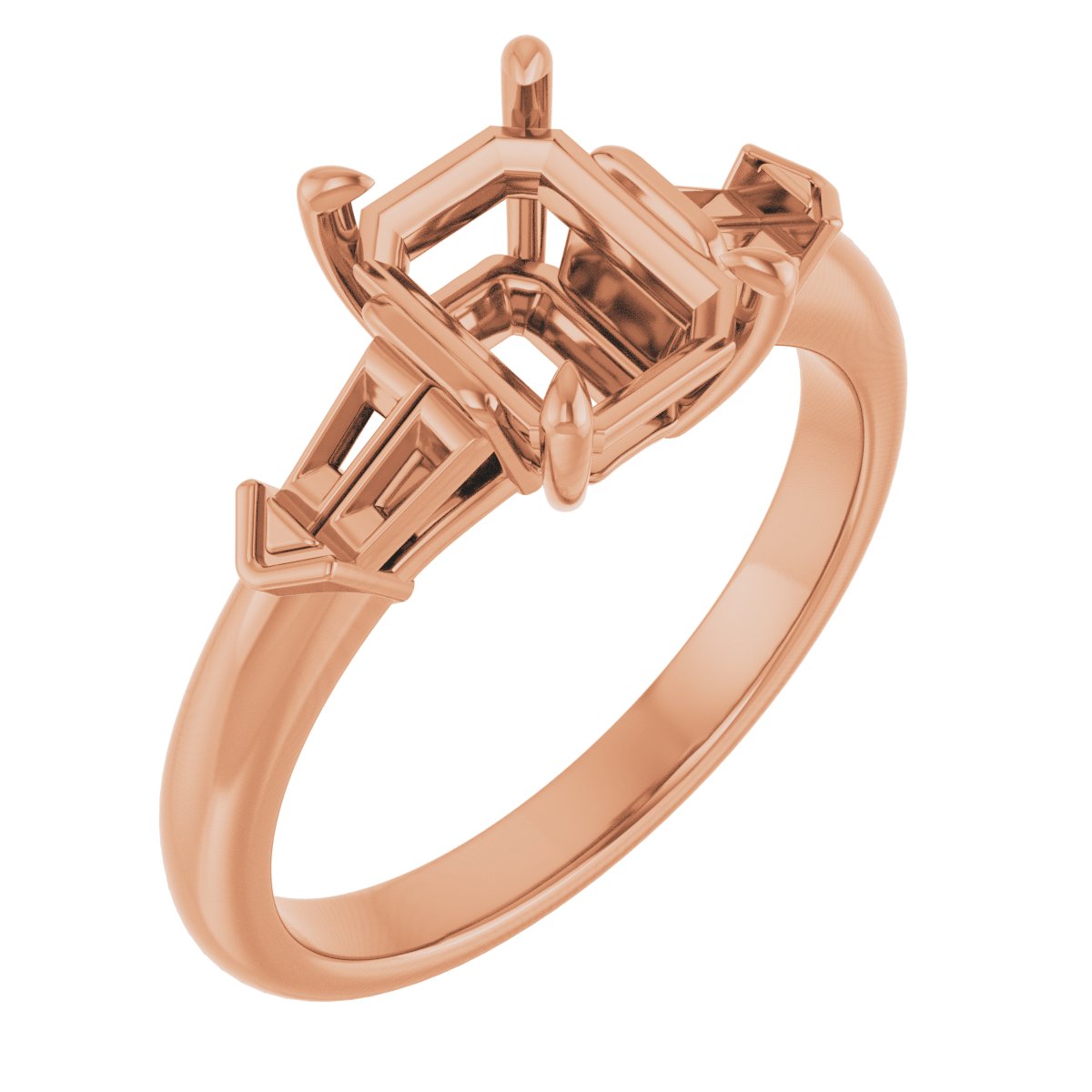 Claw-Prong Three-Stone Engagement Ring