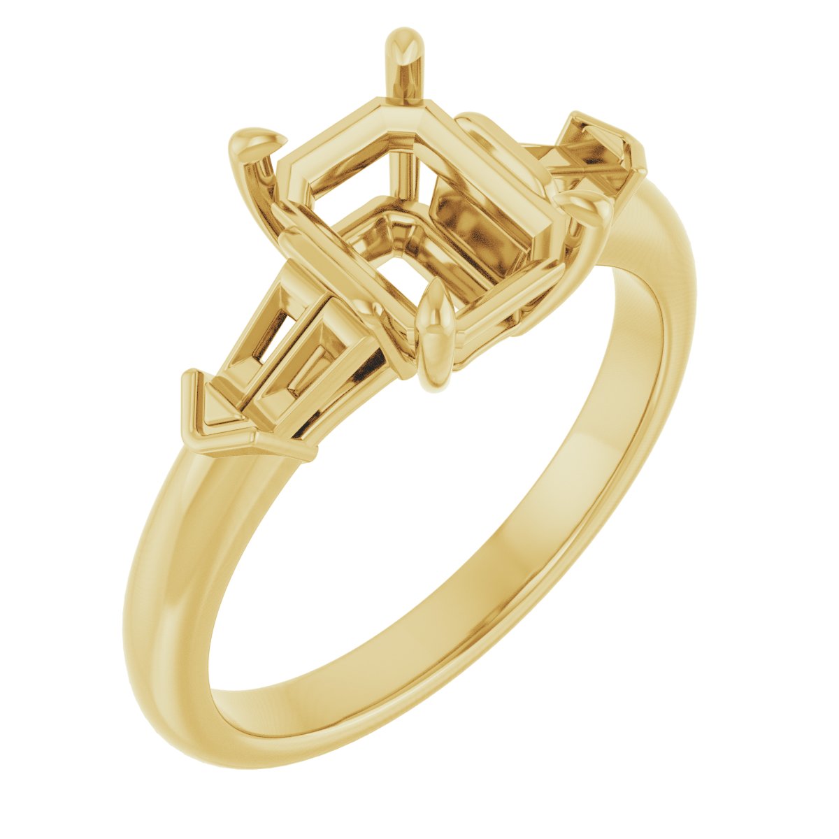 Claw-Prong Three-Stone Engagement Ring