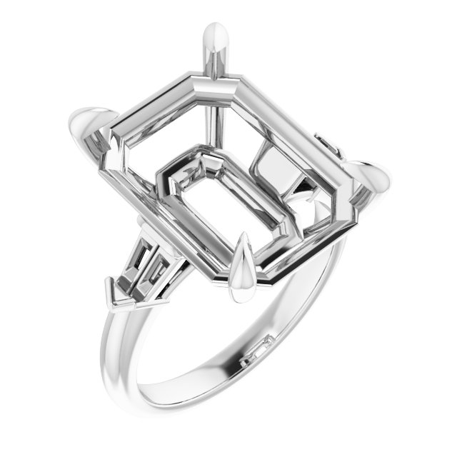 Claw-Prong Three-Stone Engagement Ring