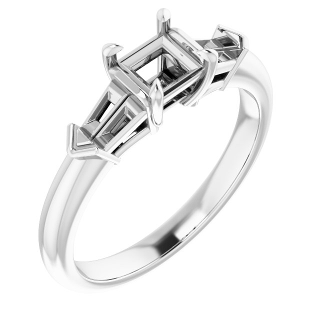 Claw-Prong Three-Stone Engagement Ring