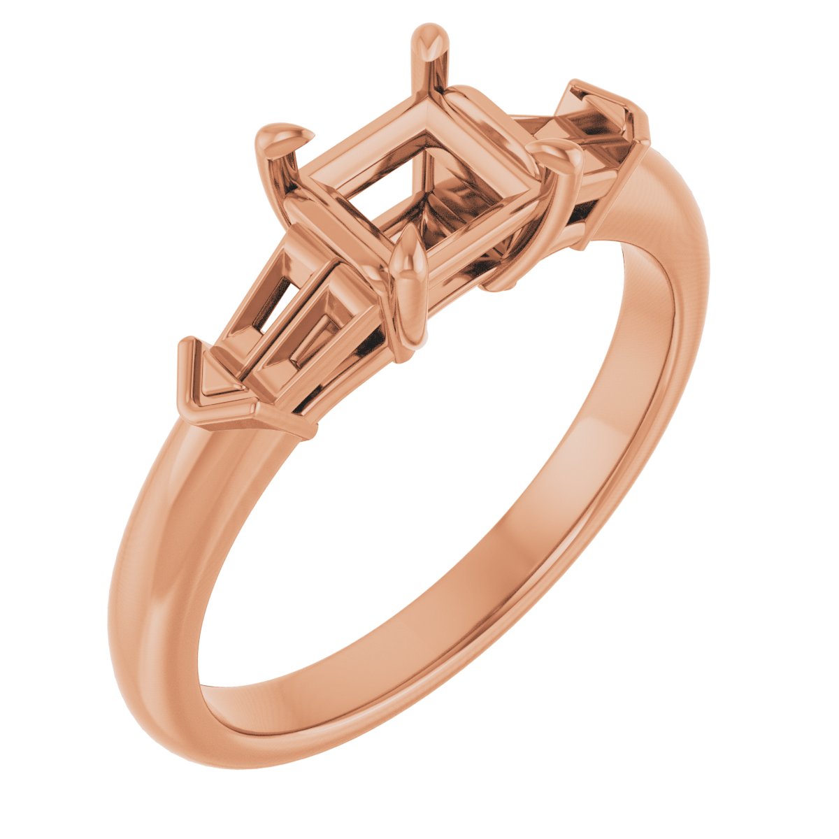 Claw-Prong Three-Stone Engagement Ring