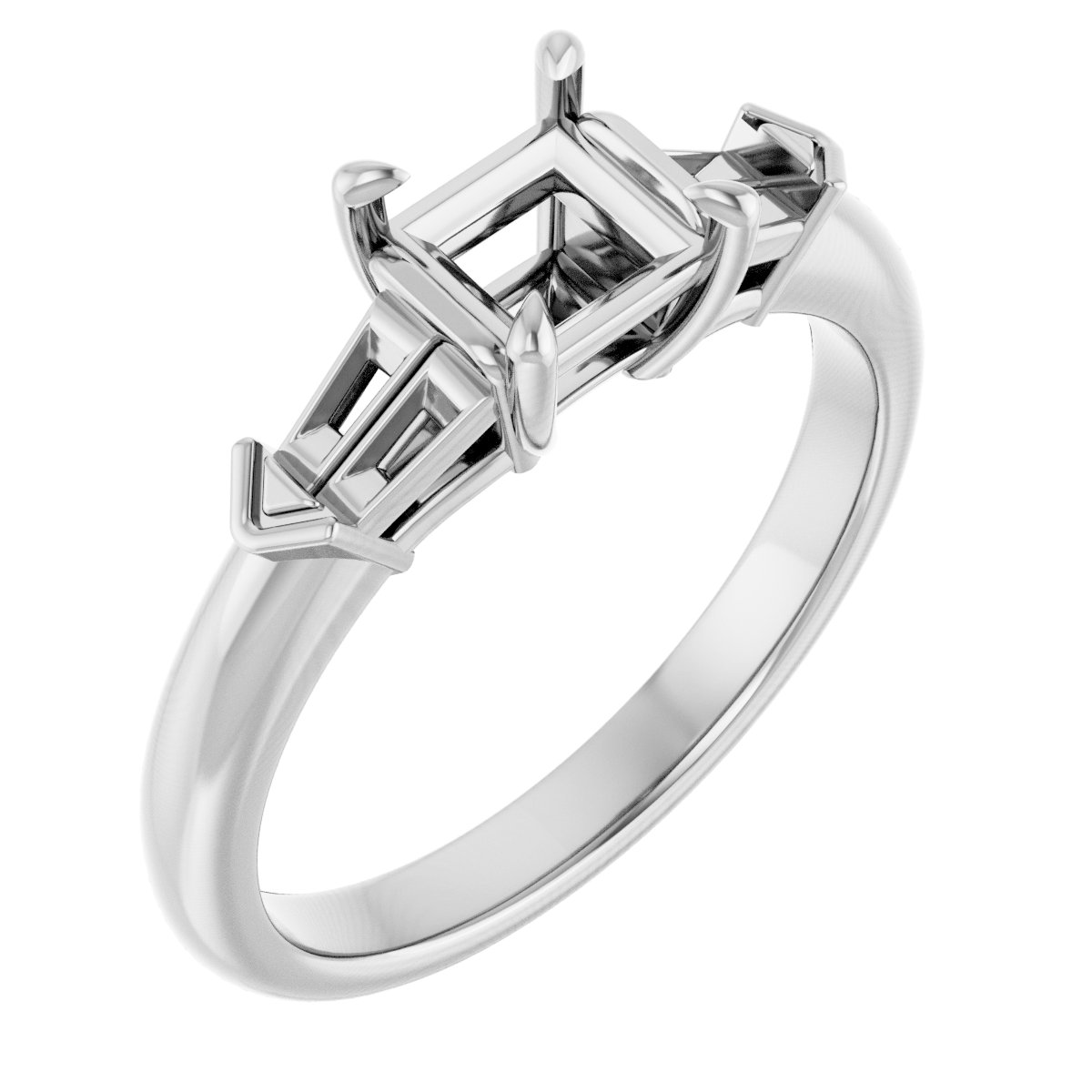 Claw-Prong Three-Stone Engagement Ring
