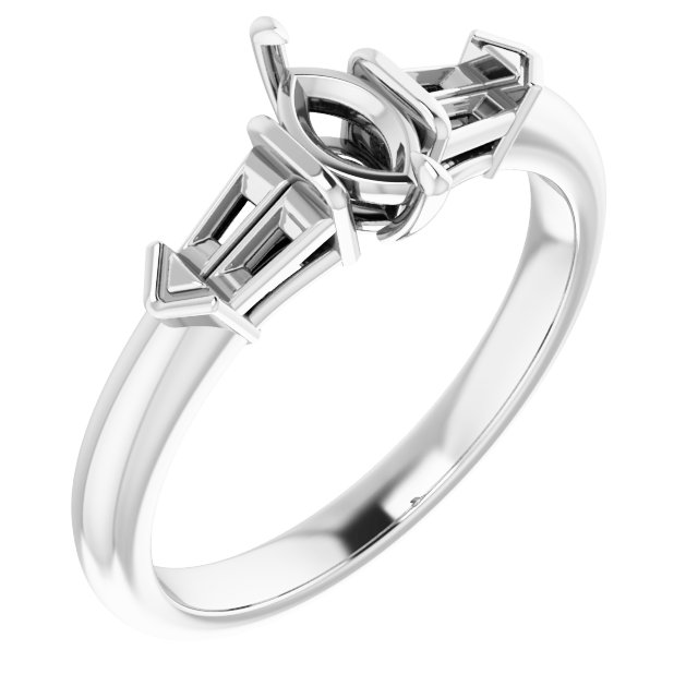 Claw-Prong Three-Stone Engagement Ring