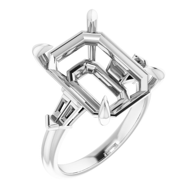 Claw-Prong Three-Stone Engagement Ring