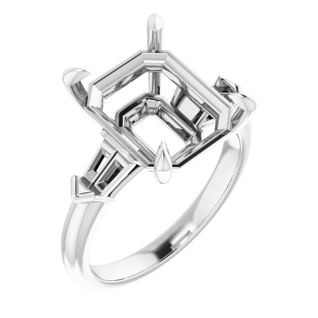 Claw-Prong Three-Stone Engagement Ring