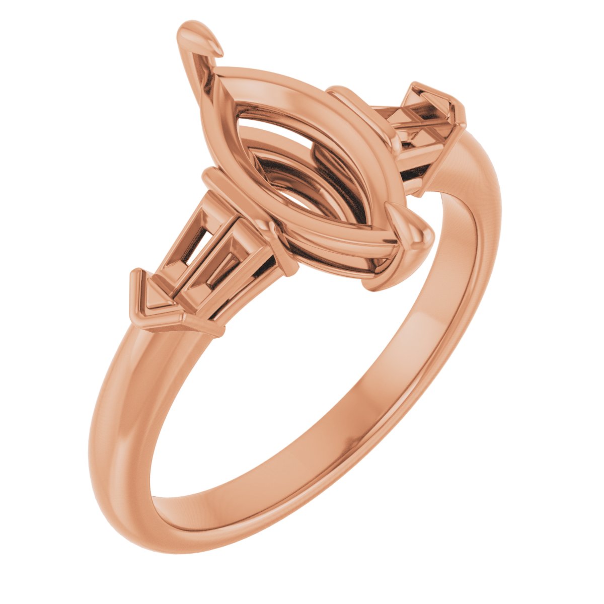 Claw-Prong Three-Stone Engagement Ring