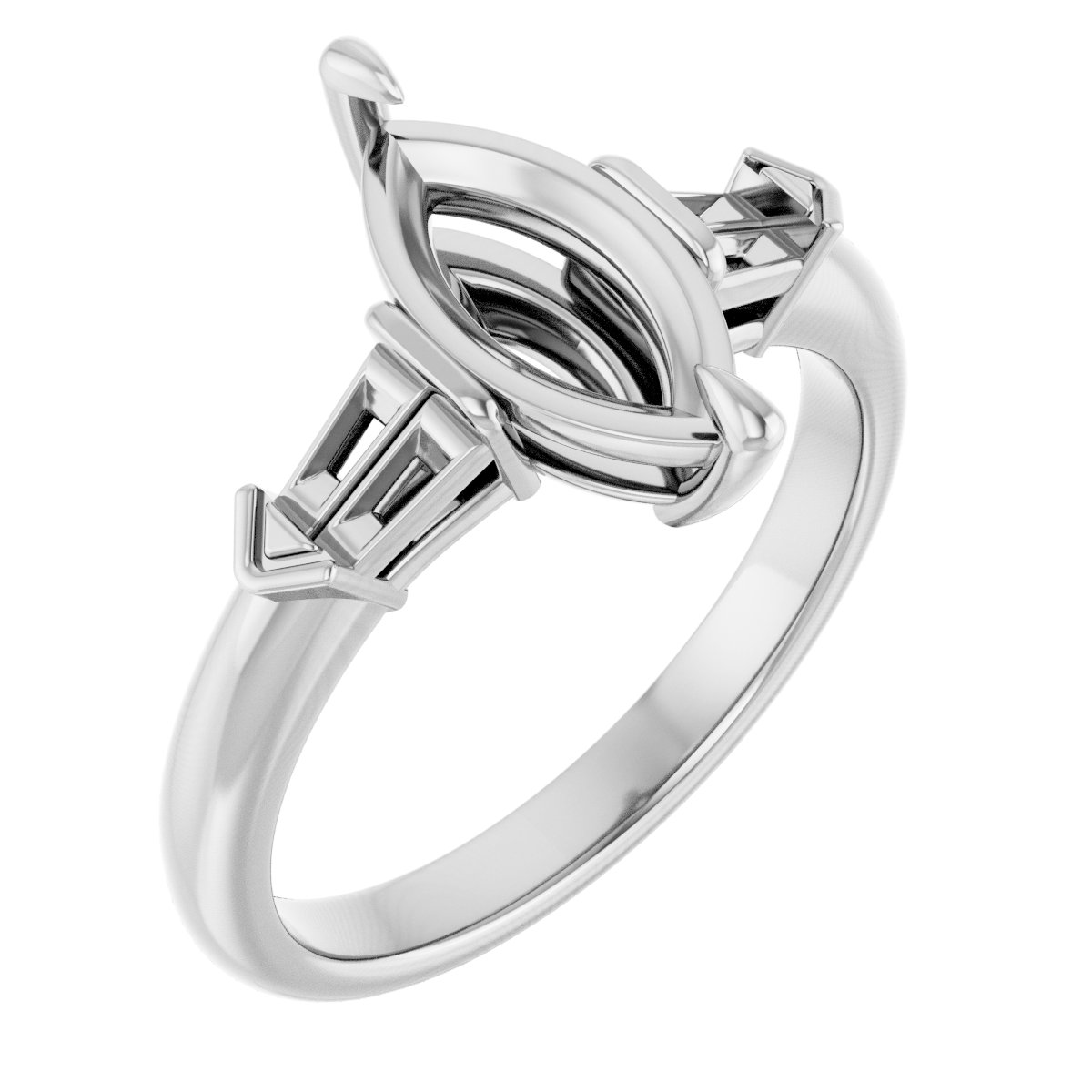 Claw-Prong Three-Stone Engagement Ring