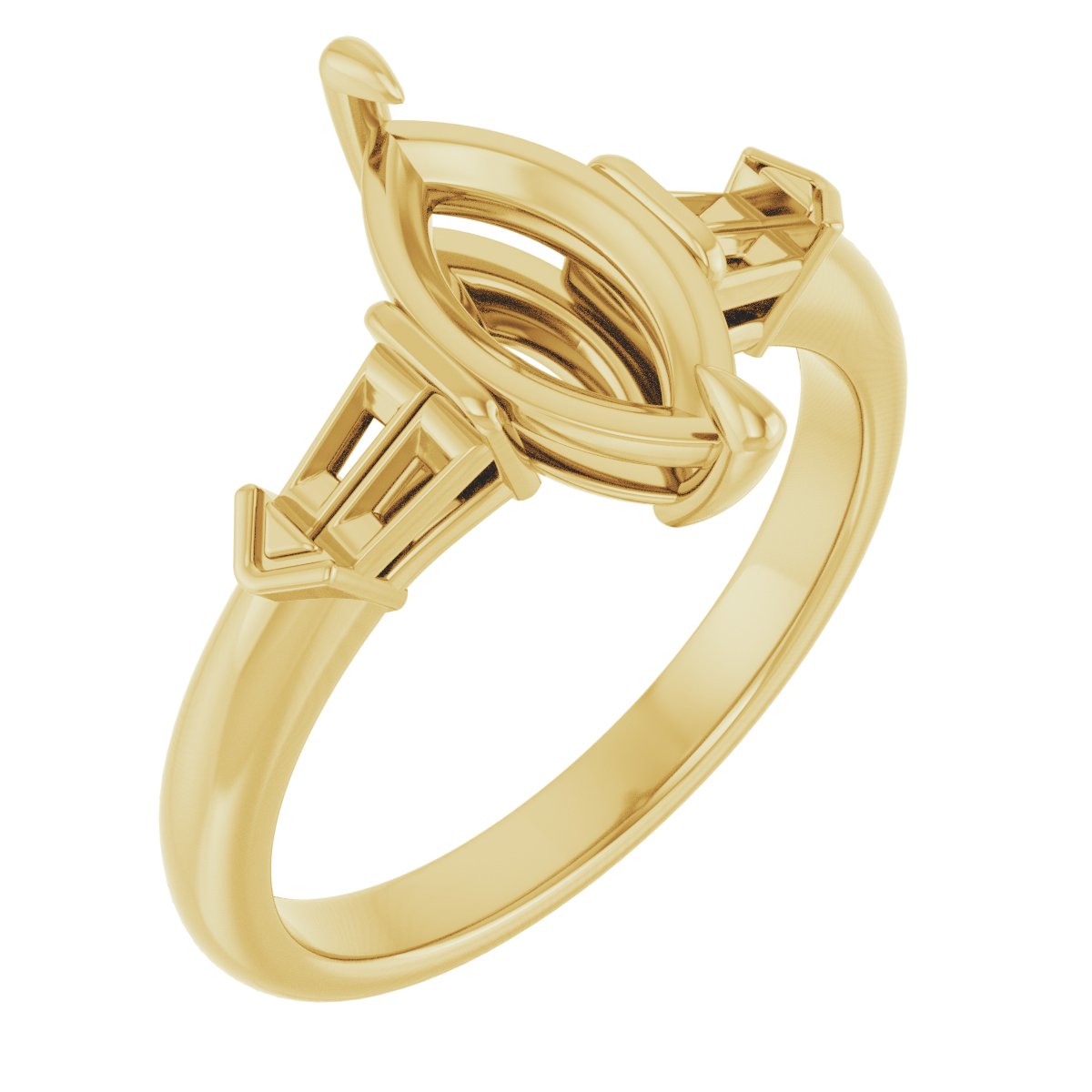Claw-Prong Three-Stone Engagement Ring