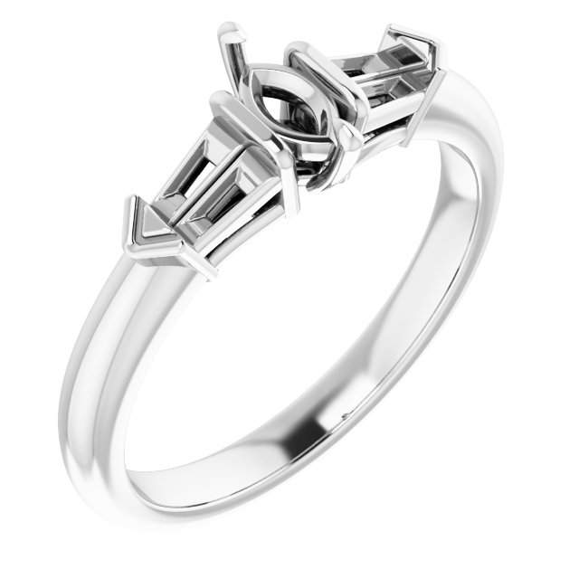 Claw-Prong Three-Stone Engagement Ring