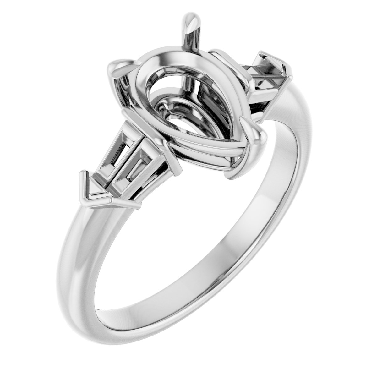 Claw-Prong Three-Stone Engagement Ring