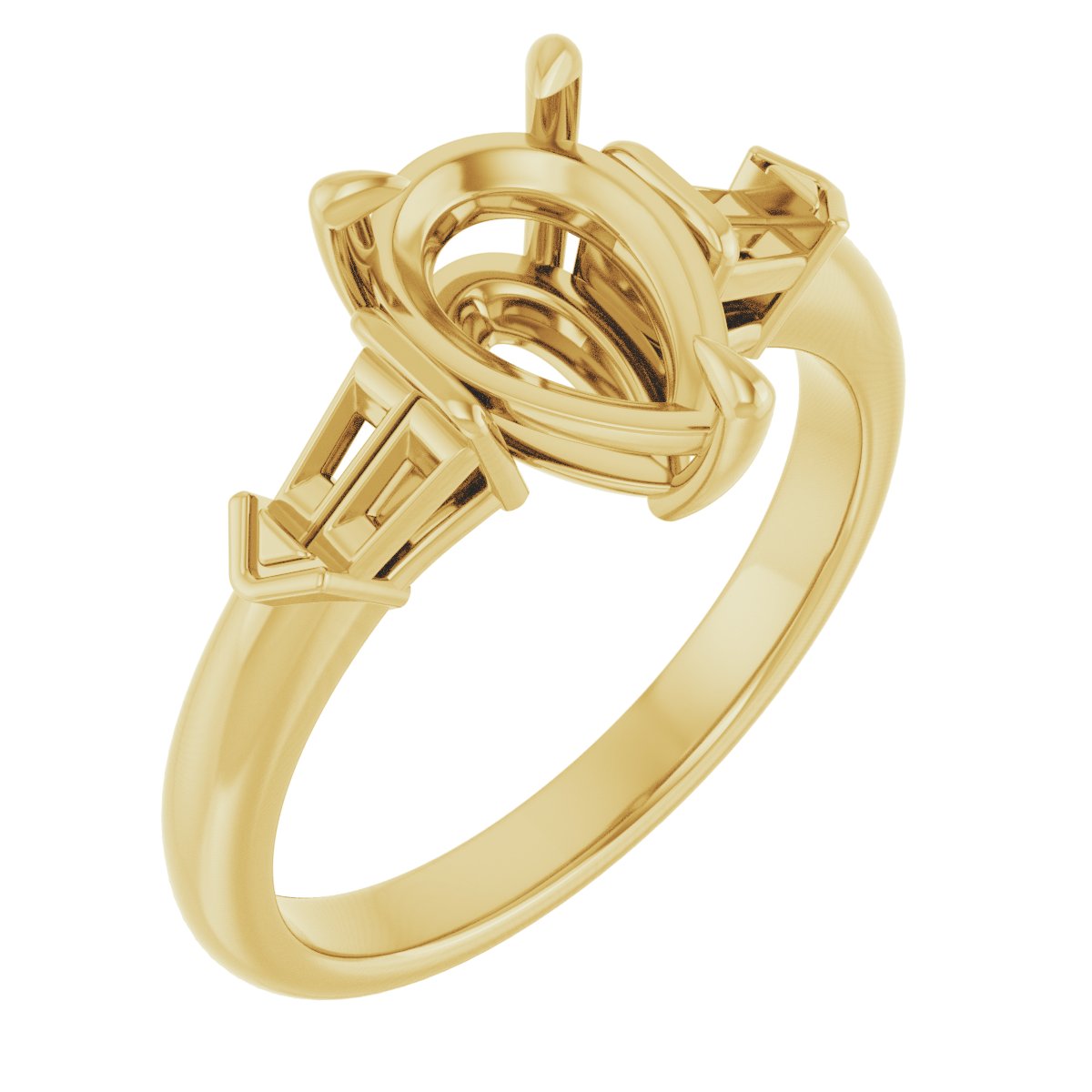Claw-Prong Three-Stone Engagement Ring