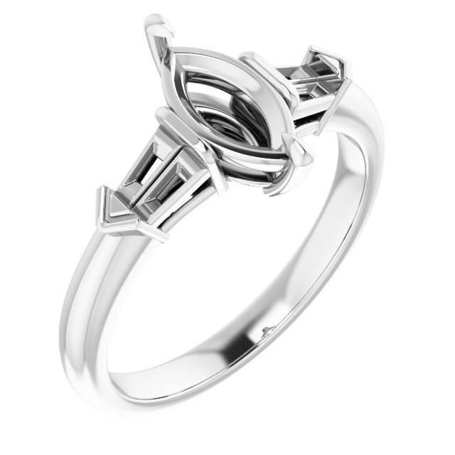 Claw-Prong Three-Stone Engagement Ring