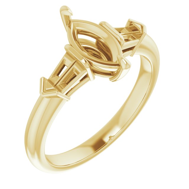 Claw-Prong Three-Stone Engagement Ring