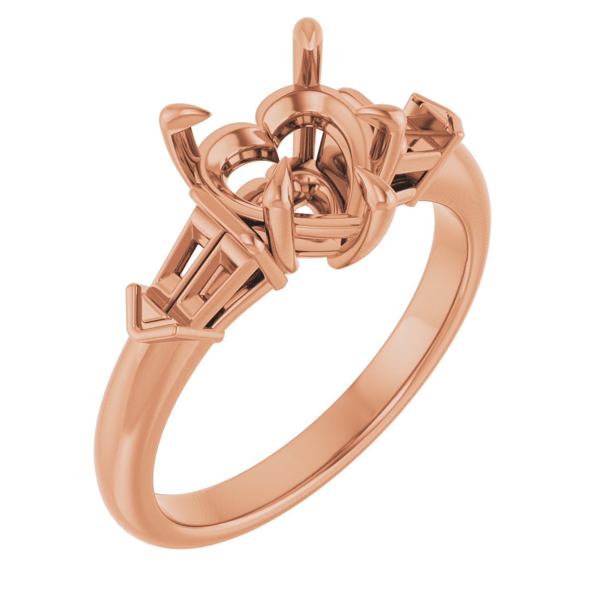 Claw-Prong Three-Stone Engagement Ring