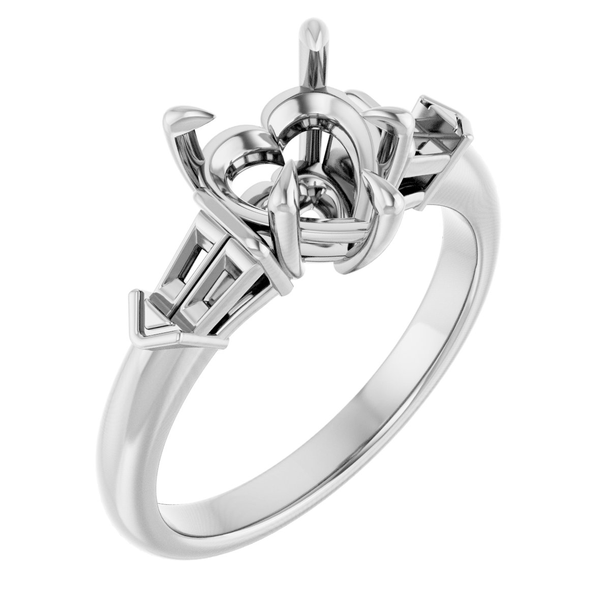 Claw-Prong Three-Stone Engagement Ring