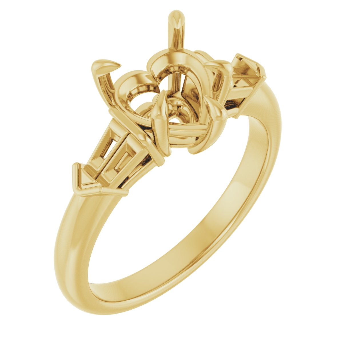 Claw-Prong Three-Stone Engagement Ring