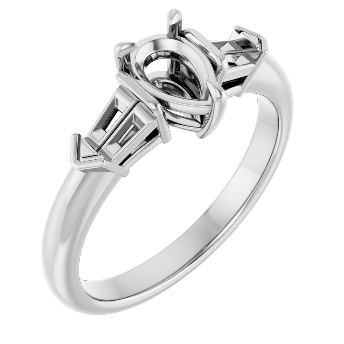 Claw-Prong Three-Stone Engagement Ring