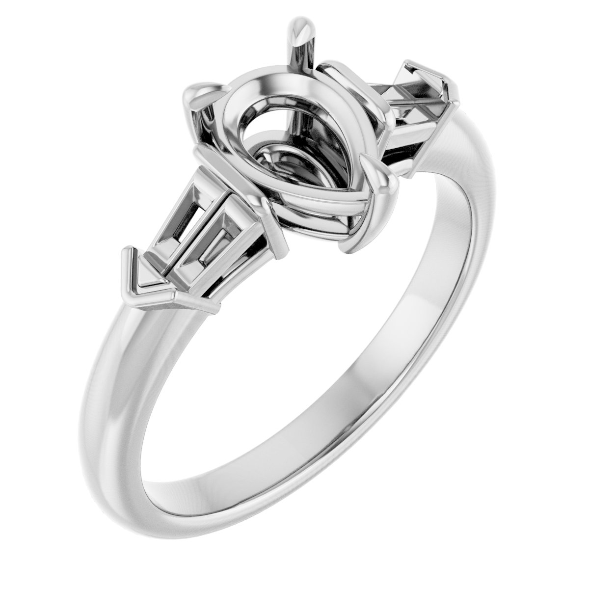 Claw-Prong Three-Stone Engagement Ring
