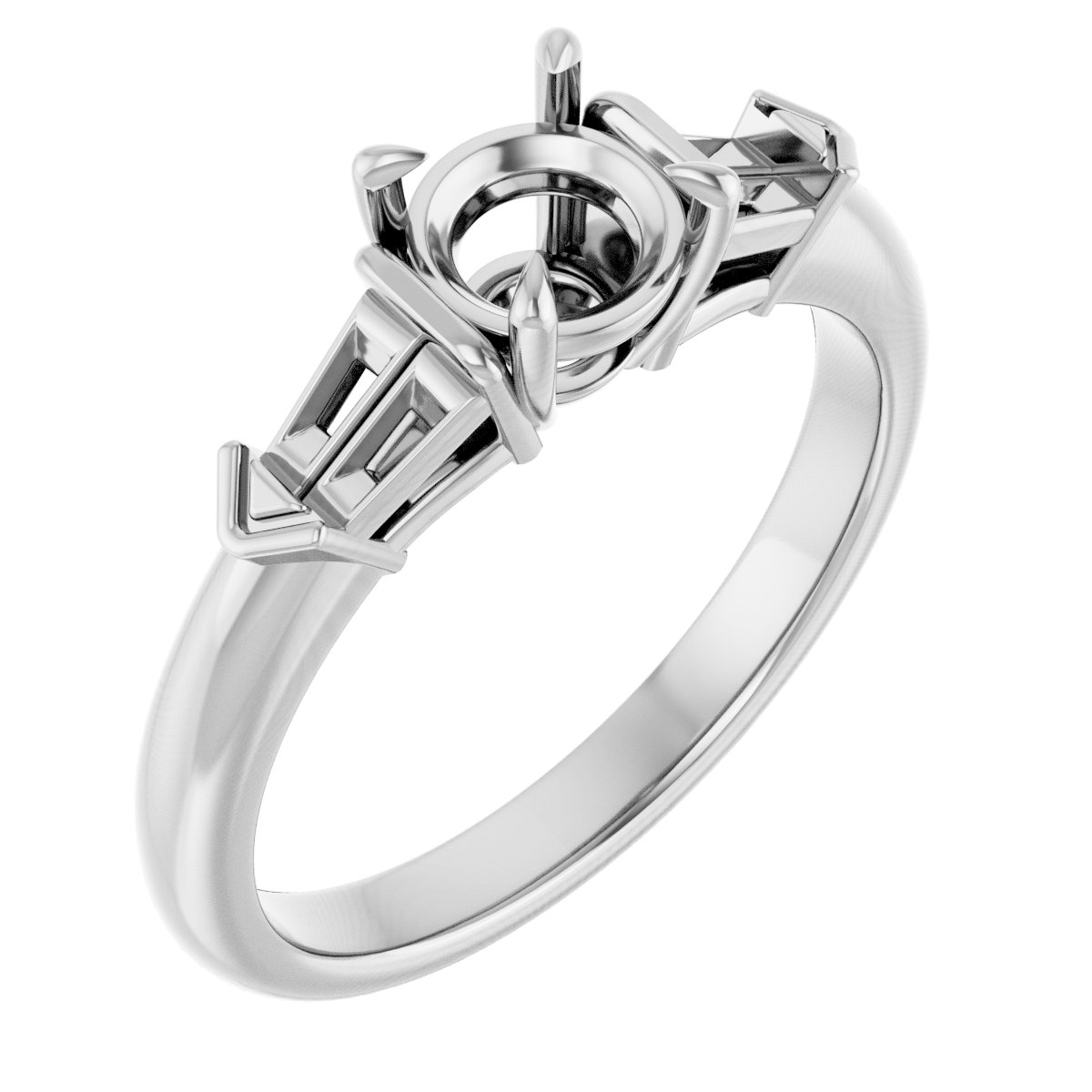 Claw-Prong Three-Stone Engagement Ring