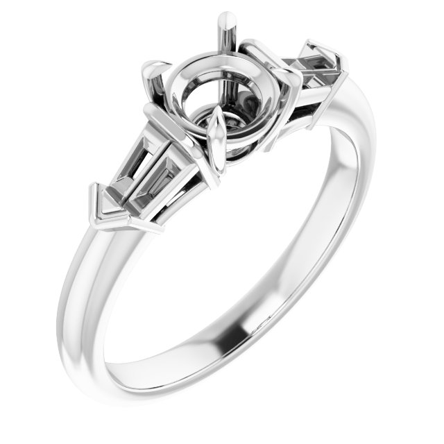 Claw-Prong Three-Stone Engagement Ring