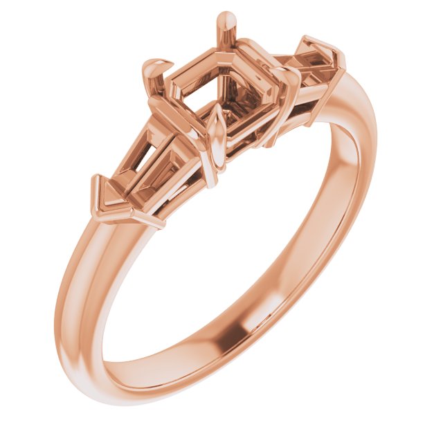 Claw-Prong Three-Stone Engagement Ring