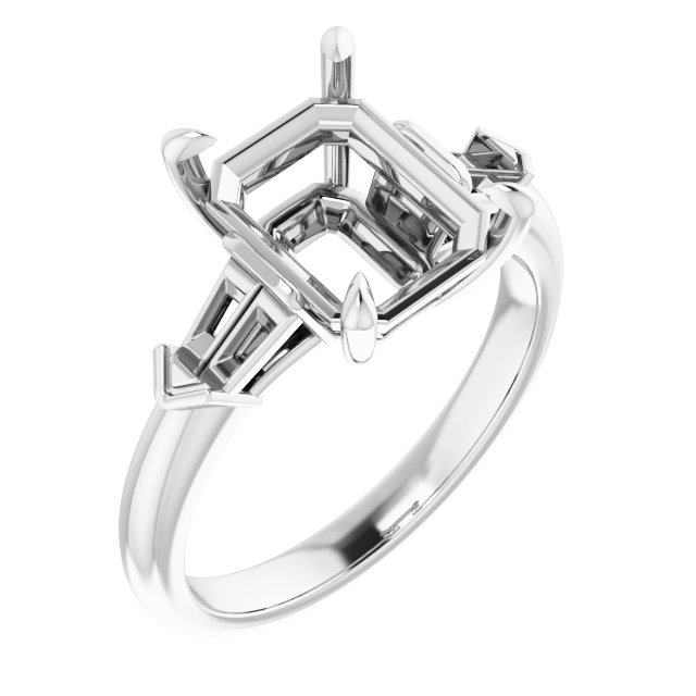 Claw-Prong Three-Stone Engagement Ring