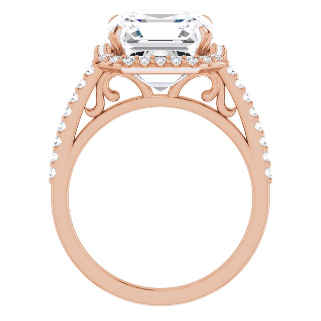 18 K Rose Gold Halo Engagement Ring - Image 2