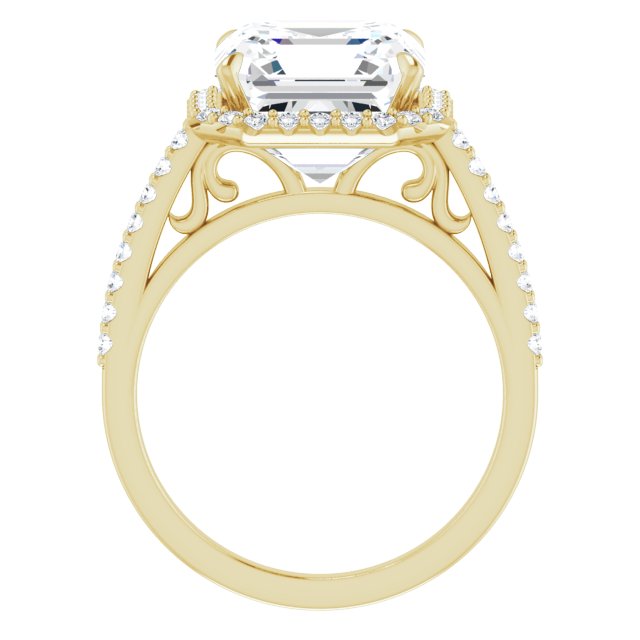 18 K Yellow Gold Halo Engagement Ring - Image 2