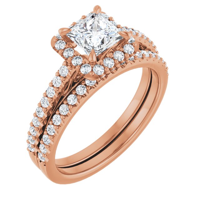 18 K Rose Gold Halo Engagement Ring - Image 6