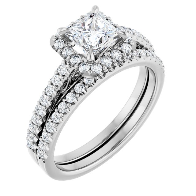 Platinum Halo Engagement Ring - Image 6