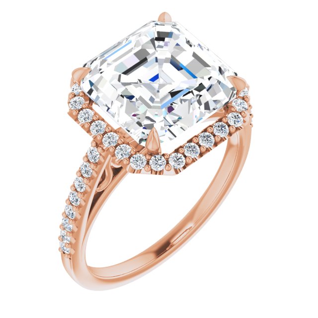 18 K Rose Gold Halo Engagement Ring
