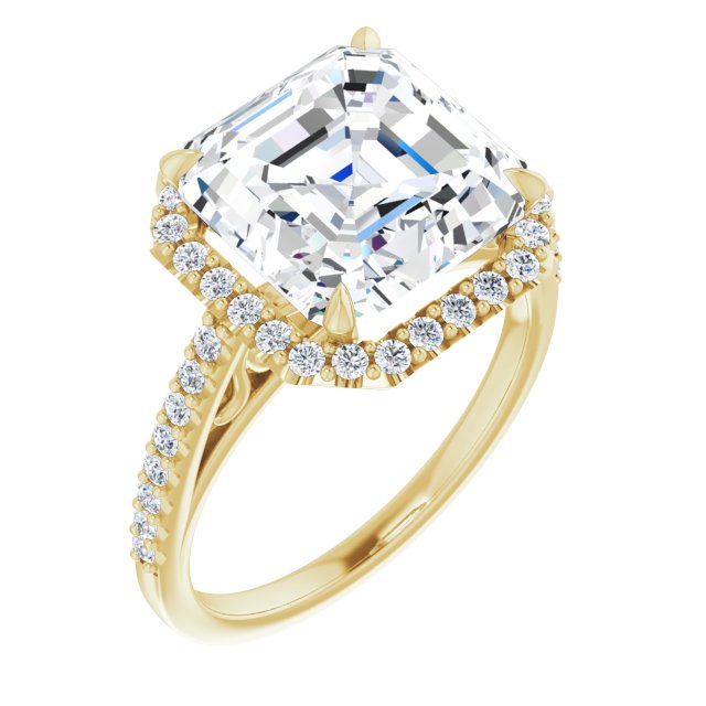 18 K Yellow Gold Halo Engagement Ring