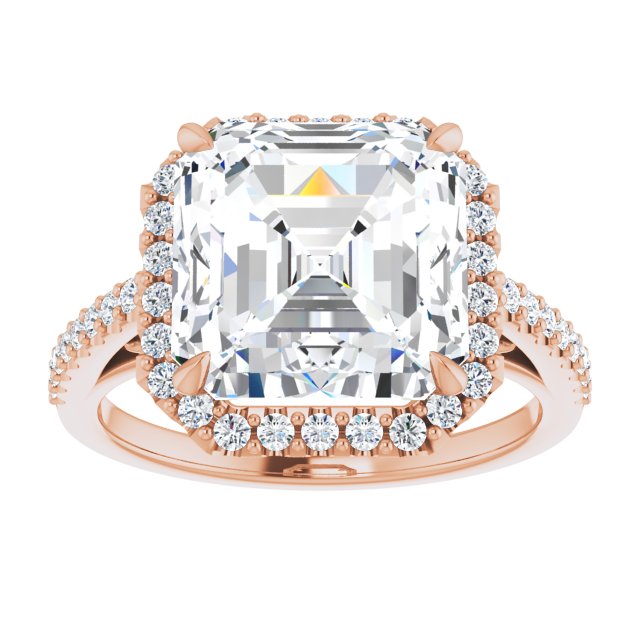 18 K Rose Gold Halo Engagement Ring - Image 3