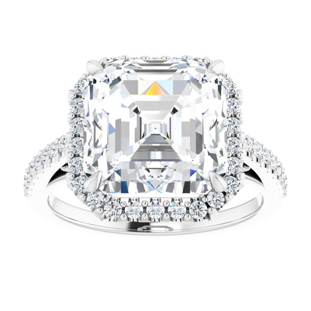 Platinum Halo Engagement Ring - Image 3