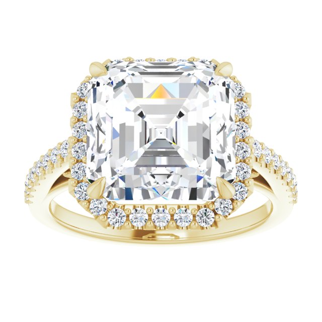 18 K Yellow Gold Halo Engagement Ring - Image 3
