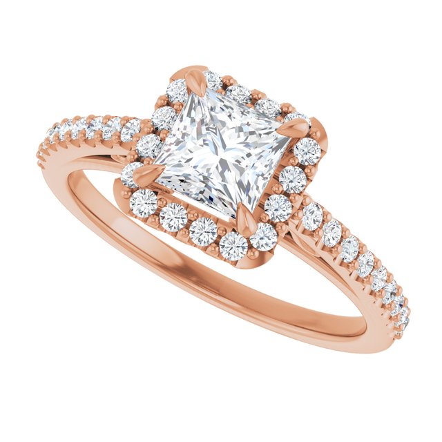 18 K Rose Gold Halo Engagement Ring - Image 5