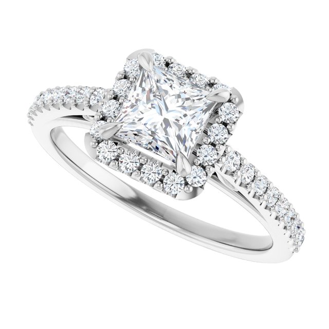 Platinum Halo Engagement Ring - Image 5