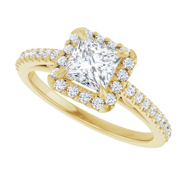 18 K Yellow Gold Halo Engagement Ring - Image 5