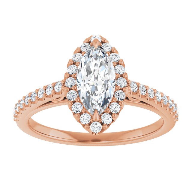 18 K Rose Gold Halo Engagement Ring - Image 3