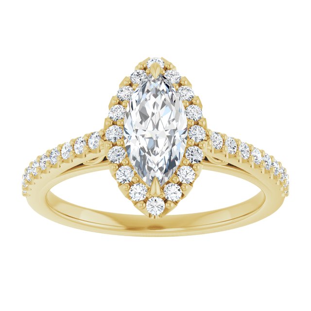 18 K Yellow Gold Halo Engagement Ring - Image 3
