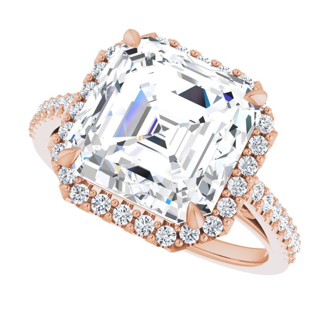 18 K Rose Gold Halo Engagement Ring - Image 5