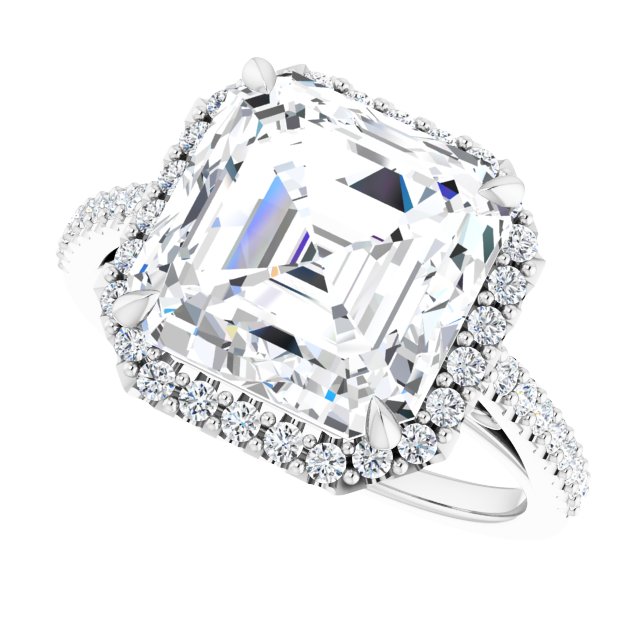Platinum Halo Engagement Ring - Image 5