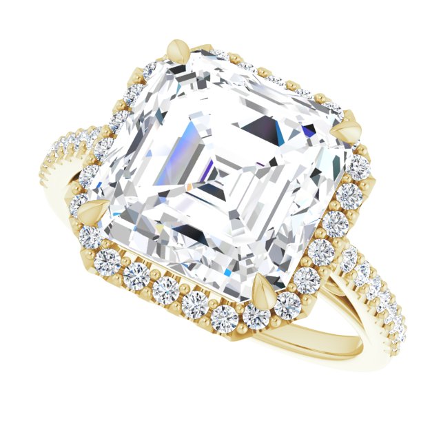 18 K Yellow Gold Halo Engagement Ring - Image 5